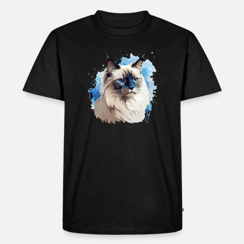 Katze Kopf Heilige Birma - Männer Premium Bio T-Shirt - Schwarz