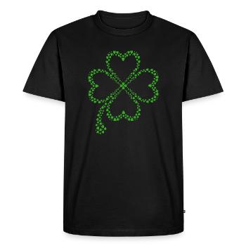 Green shamrock made of hearts - Men's Premium Organic T-Shirt - black - Front - Nico (187cm)