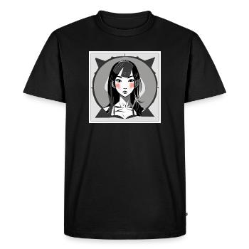 Fille Manga Rougissante - T-shirt Premium bio Homme - noir - Devant - Nico (187cm)