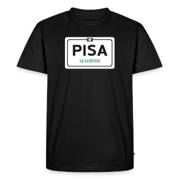 Panneau de la ville de Pise - T-shirt Premium bio Homme - noir - Devant - Nico (187cm)