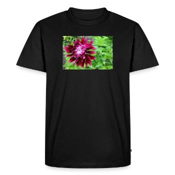 Dahlia, Fleur, Fleur Rouge - T-shirt Premium bio Homme - noir - Devant - Nico (187cm)