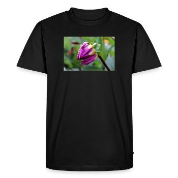 Dahlie rot violett Blüte ,Blume - Männer Premium Bio T-Shirt - Schwarz - Vorne - Nico (187cm)