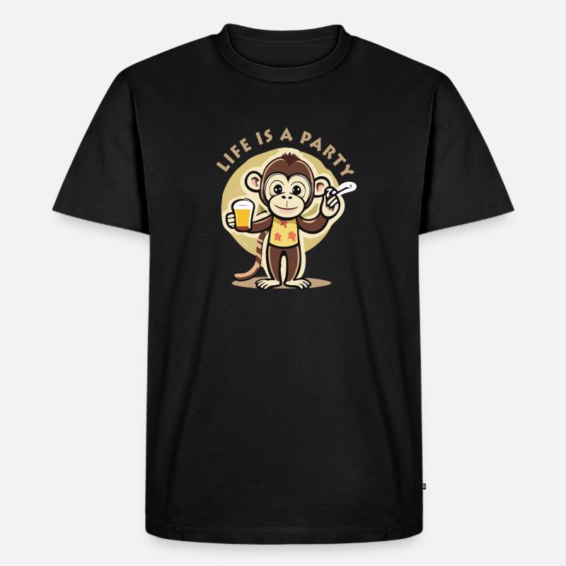 Life is a party affe - Männer Premium Bio T-Shirt - Schwarz
