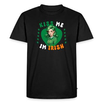 Embrasse-moi, je suis irlandaise - T-shirt Premium bio Homme - noir - Devant - Nico (187cm)