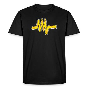 Battement de coeur ornement symbole pulsation ligne - T-shirt Premium bio Homme - noir - Devant - Nico (187cm)