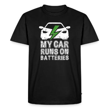Ma voiture fonctionne sur batteries eCar Voiture électrique - T-shirt Premium bio Homme - noir - Devant - Nico (187cm)