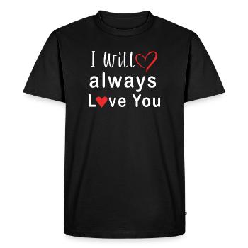 Je t’aimerai toujours Heart Design - T-shirt Premium bio Homme - noir - Devant - Nico (187cm)
