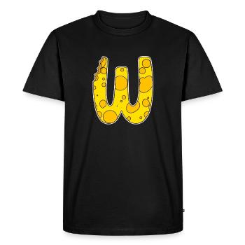 Letter W - Initial Letter W - Cheese Motif - Men's Premium Organic T-Shirt - black - Front - Nico (187cm)