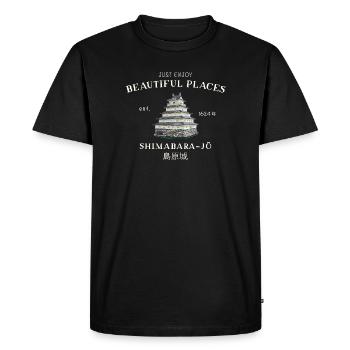 Château de Shimabara, Japon, Beaux Endroits Dessin - T-shirt Premium bio Homme - noir - Devant - Nico (187cm)
