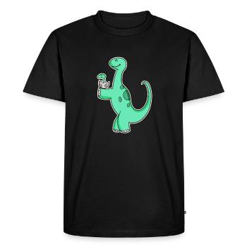 Dinosaure avec bébé dinosaure - Motif Dino - T-shirt Premium bio Homme - noir - Devant - Nico (187cm)