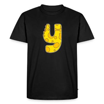 Lettre Y - Lettre initiale Y - Motif fromage - T-shirt Premium bio Homme - noir - Devant - Nico (187cm)
