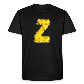 Letter Z - Initial Letter Z - Cheese Motif - Men's Premium Organic T-Shirt - black - Front - Nico (187cm)