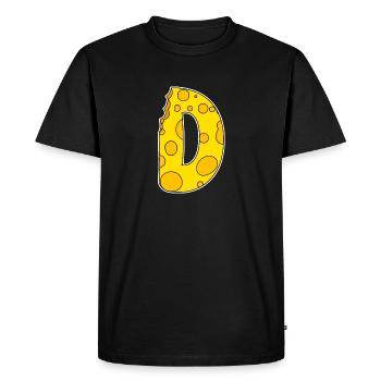Lettre D - Lettre initiale D - Motif Fromage - T-shirt Premium bio Homme - noir - Devant - Nico (187cm)