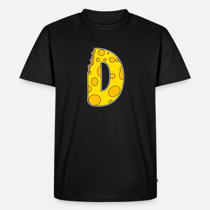 Buchstabe D - Anfangsbuchstabe D - Käse Motiv - Männer Premium Bio T-Shirt - Schwarz
