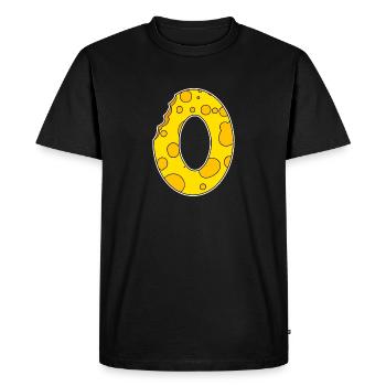 Letter O - Initial Letter O - Cheese Motif - Men's Premium Organic T-Shirt - black - Front - Nico (187cm)