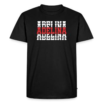 Adelina t-shirt empilé texte cadeau t-shirt - T-shirt Premium bio Homme - noir - Devant - Nico (187cm)