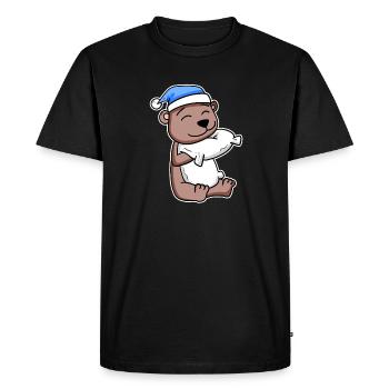 Ours avec oreiller et bonnet de couchage - T-shirt Premium bio Homme - noir - Devant - Nico (187cm)
