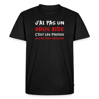 J’ai pas un gros bide les photos qui font grossir - T-shirt Premium bio Homme - noir - Devant - Nico (187cm)