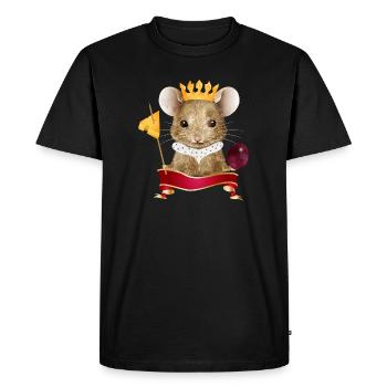 Mouse with cheese crown, grape and toothpick - Men's Premium Organic T-Shirt - black - Front - Nico (187cm)