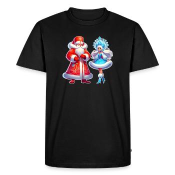 Ded Moroz Snegourotchka, Père Noël russe - T-shirt Premium bio Homme - noir - Devant - Nico (187cm)