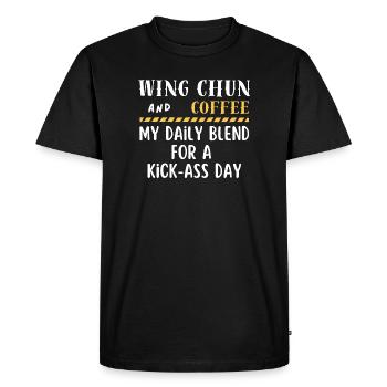 Wing Chun and coffee - Men's Premium Organic T-Shirt - black - Front - Nico (187cm)