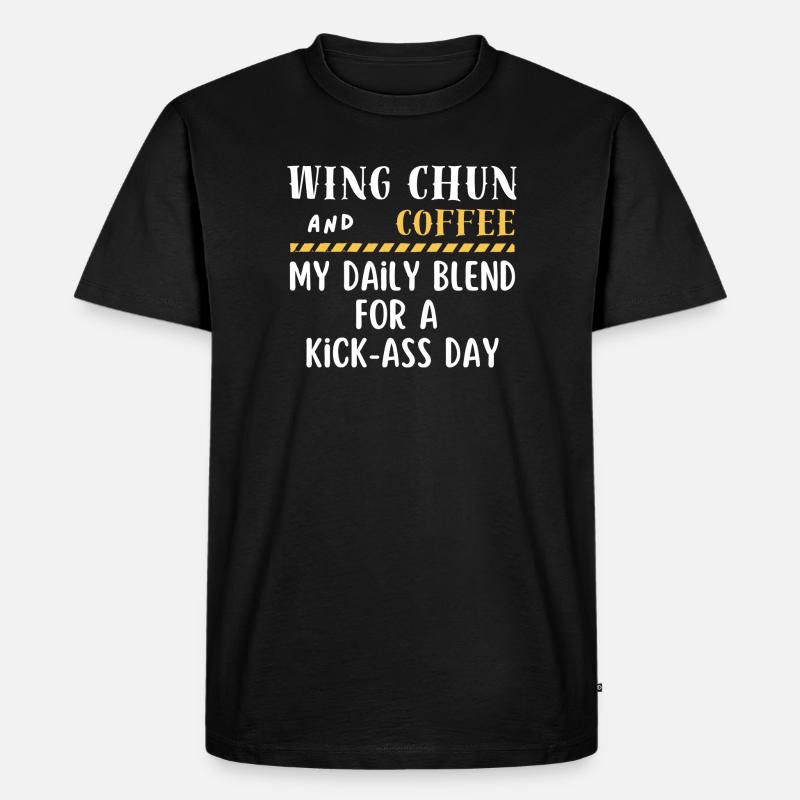 Wing Chun und Kaffee - Männer Premium Bio T-Shirt - Schwarz