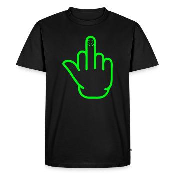 Doigt d’honneur heureux - T-shirt Premium bio Homme - noir - Devant - Nico (187cm)