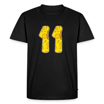 Fromage drôle de 11 ans d’âge - T-shirt Premium bio Homme - noir - Devant - Nico (187cm)