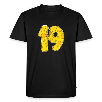 Fromage drôle de 19 ans d’âge - T-shirt Premium bio Homme - noir - Devant - Nico (187cm)