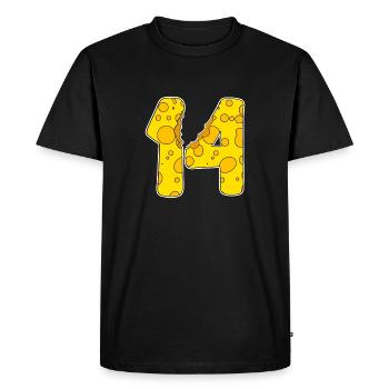 14 Years of Funny Cheese - Men's Premium Organic T-Shirt - black - Front - Nico (187cm)