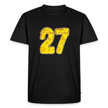 27 years old Lustig Käse - Men's Premium Organic T-Shirt - black - Front - Nico (187cm)