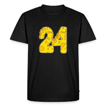 24 years old Lustig Käse - Men's Premium Organic T-Shirt - black - Front - Nico (187cm)