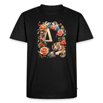 Bague Tigre et Fleurs - T-shirt Premium bio Homme - noir - Devant - Nico (187cm)