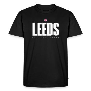 T-shirt graphique avec logo de Leeds City - T-shirt Premium bio Homme - noir - Devant - Nico (187cm)