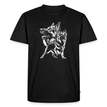 German Shepherd - photorealistic portrait - Men's Premium Organic T-Shirt - black - Front - Nico (187cm)