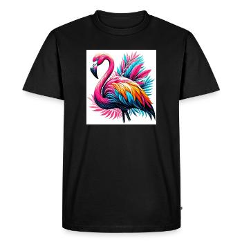 Pink Flamingo - Men's Premium Organic T-Shirt - black - Front - Nico (187cm)