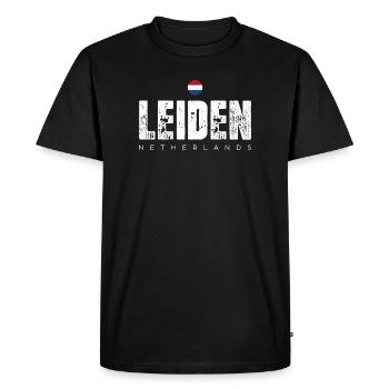 Impression en détresse de la ville de Leiden - T-shirt Premium bio Homme - noir - Devant - Nico (187cm)