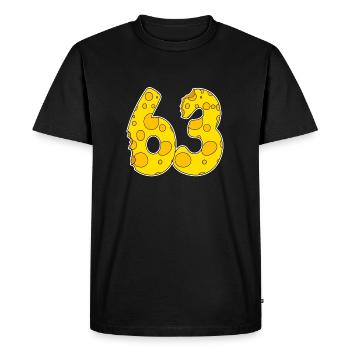 63 years of Lustig Käse - Men's Premium Organic T-Shirt - black - Front - Nico (187cm)