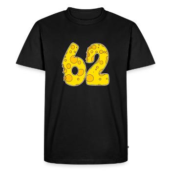 62 years of Lustig Käse - Men's Premium Organic T-Shirt - black - Front - Nico (187cm)