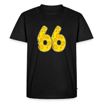 66 years of Lustig Käse - Men's Premium Organic T-Shirt - black - Front - Nico (187cm)