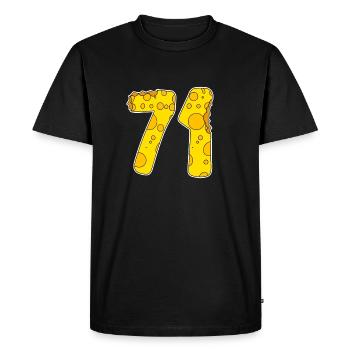71 years of Lustig Käse - Men's Premium Organic T-Shirt - black - Front - Nico (187cm)