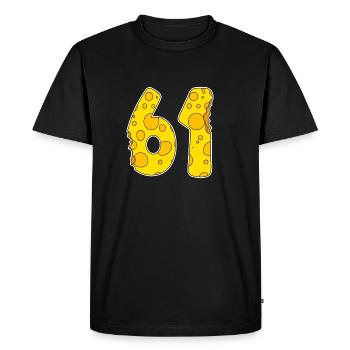 61 years of Lustig Käse - Men's Premium Organic T-Shirt - black - Front - Nico (187cm)