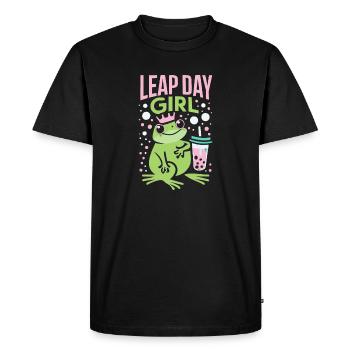 Fille du jour bissextile 29 février anniversaire grenouille bulle - T-shirt Premium bio Homme - noir - Devant - Nico (187cm)
