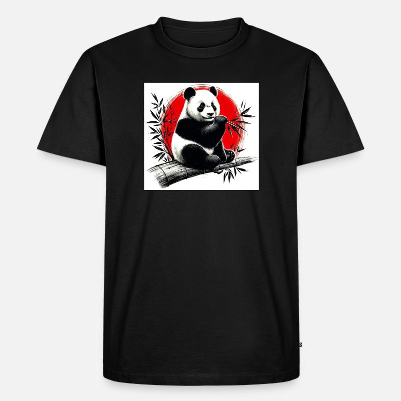 Panda - Männer Premium Bio T-Shirt - Schwarz