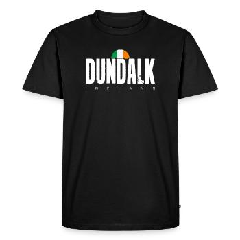 Dundalk Irish Flag Bold Text Tee - Men's Premium Organic T-Shirt - black - Front - Nico (187cm)