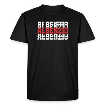 Albenzio t-shirt cadeau t-shirt texte empilé - T-shirt Premium bio Homme - noir - Devant - Nico (187cm)