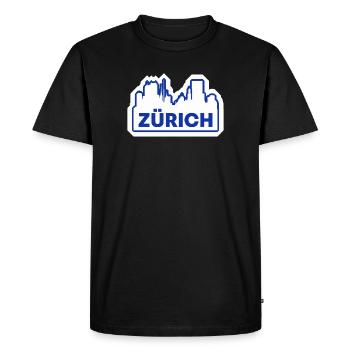 Impression du logo Zurich Skyline - T-shirt Premium bio Homme - noir - Devant - Nico (187cm)