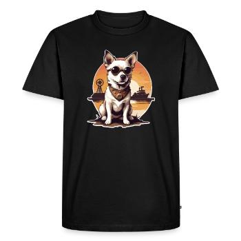 Steampunk Dog - Men's Premium Organic T-Shirt - black - Front - Nico (187cm)