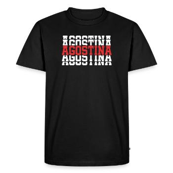 Agostina t-shirt empilé texte cadeau t-shirt - T-shirt Premium bio Homme - noir - Devant - Nico (187cm)