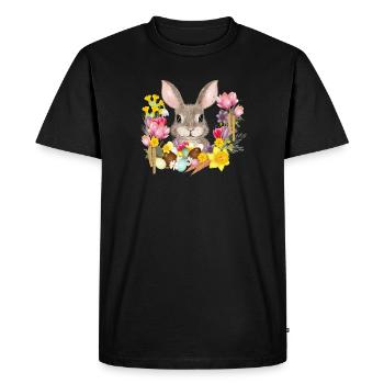 Couronne de Pâques et œufs de Pâques avec lapin comme lapin de Pâques - T-shirt Premium bio Homme - noir - Devant - Nico (187cm)